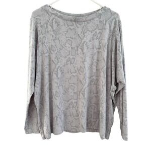 J. Jill Wearever Collection Snake Reptile Print Top Gray Rayon Spandex Size M